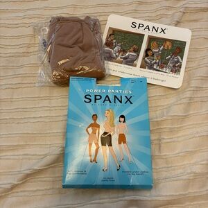 Spanx power panties. Brand new in package. Size E (195-265 lbs). Nude colour
